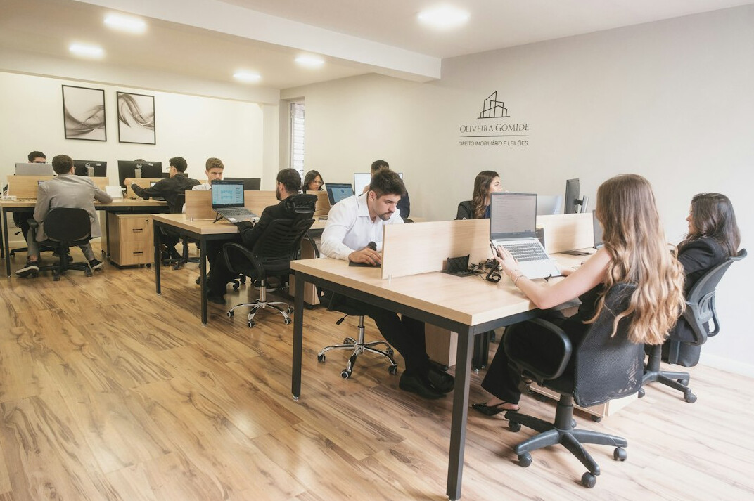 corporate office with computers