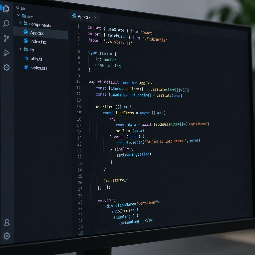 Monitor displaying lines of source code